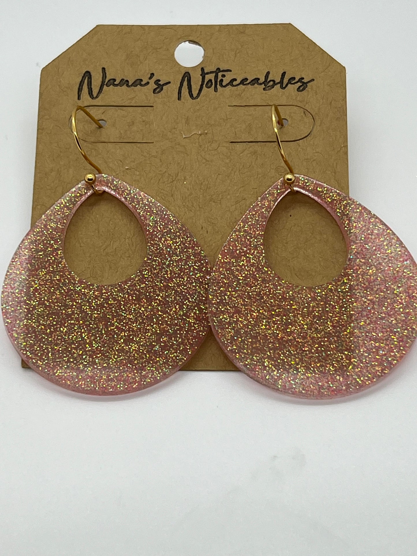 RESIN OPEN TEAR DROP IN GLITTER COLORS