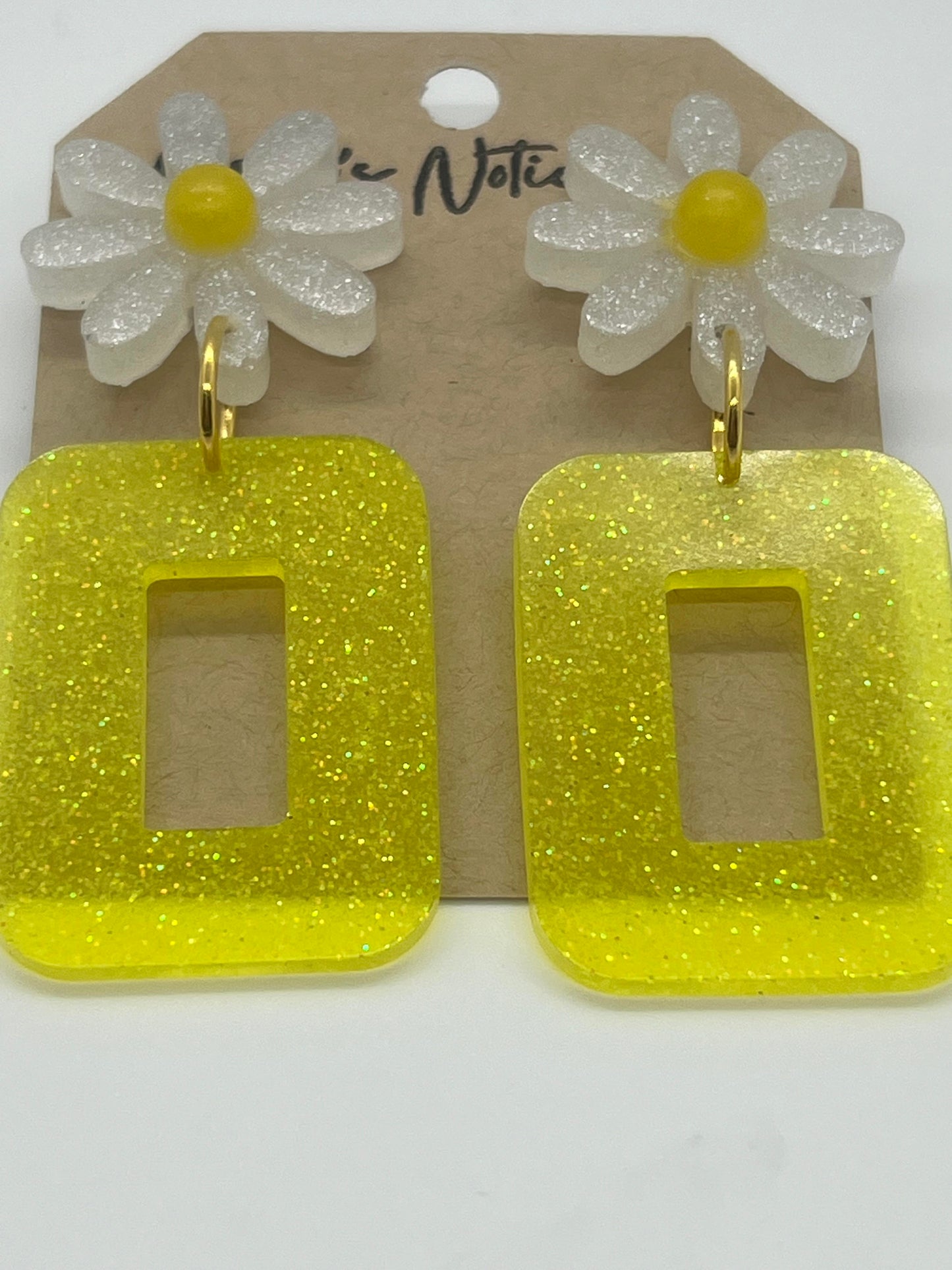 RESIN FLOWER AND OPEN RECTANGLE GLITTER COLORS