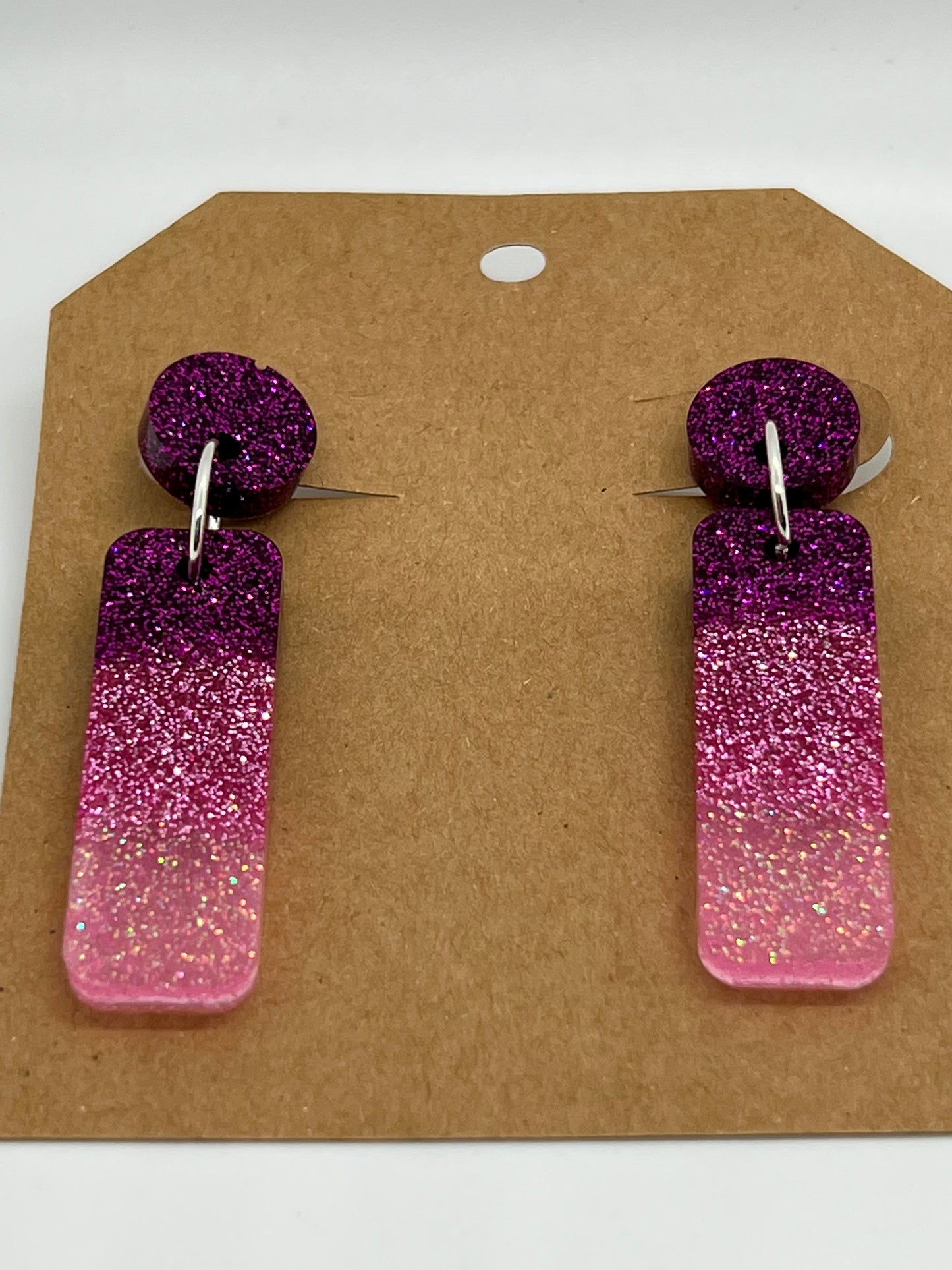 RESIN SKINNY RECTANGLE IN PINKS AND PURPLE SPARKLE