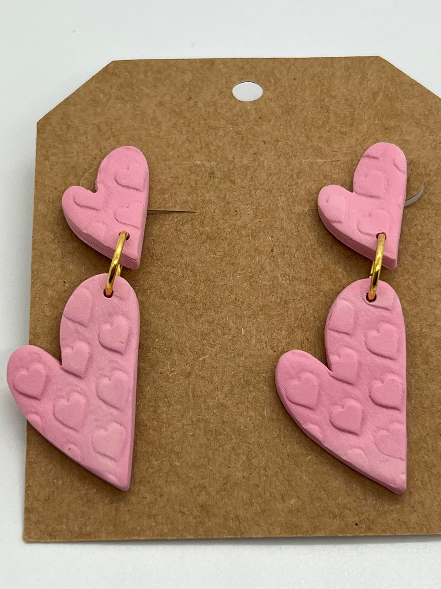 POLYMER DOUBLE HEART DROP IN PINK