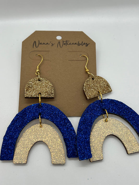 WOOD RAINBOW DROPS IN GLITTER BLUE, WHITE & GOLD