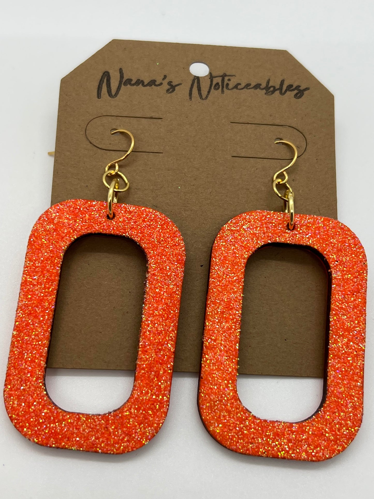 WOOD OPEN RECTANGLE IN GLITTER ORANGE