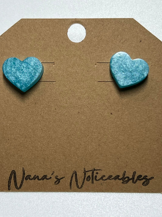 RESIN SHIMMER BLUE HEARTS