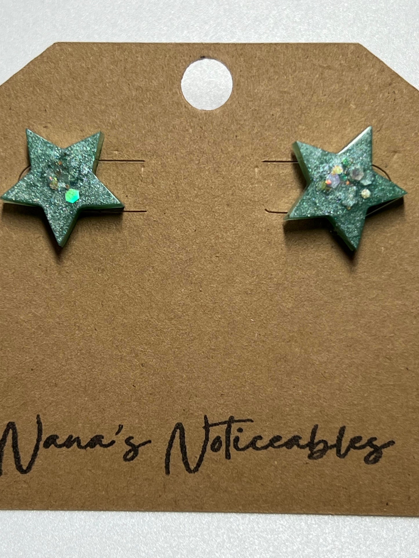 RESIN SHIMMER GREEN STARS & SPARKLES