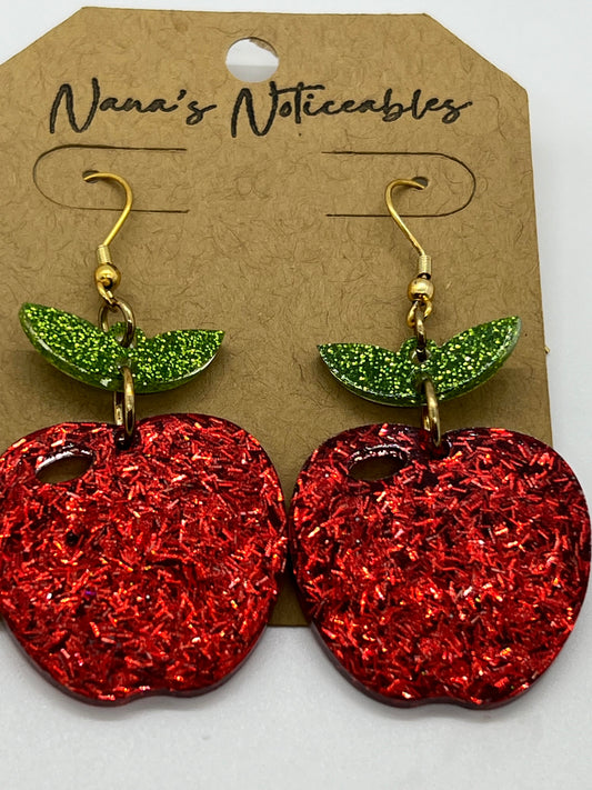 RESIN RED GLITTER APPLES