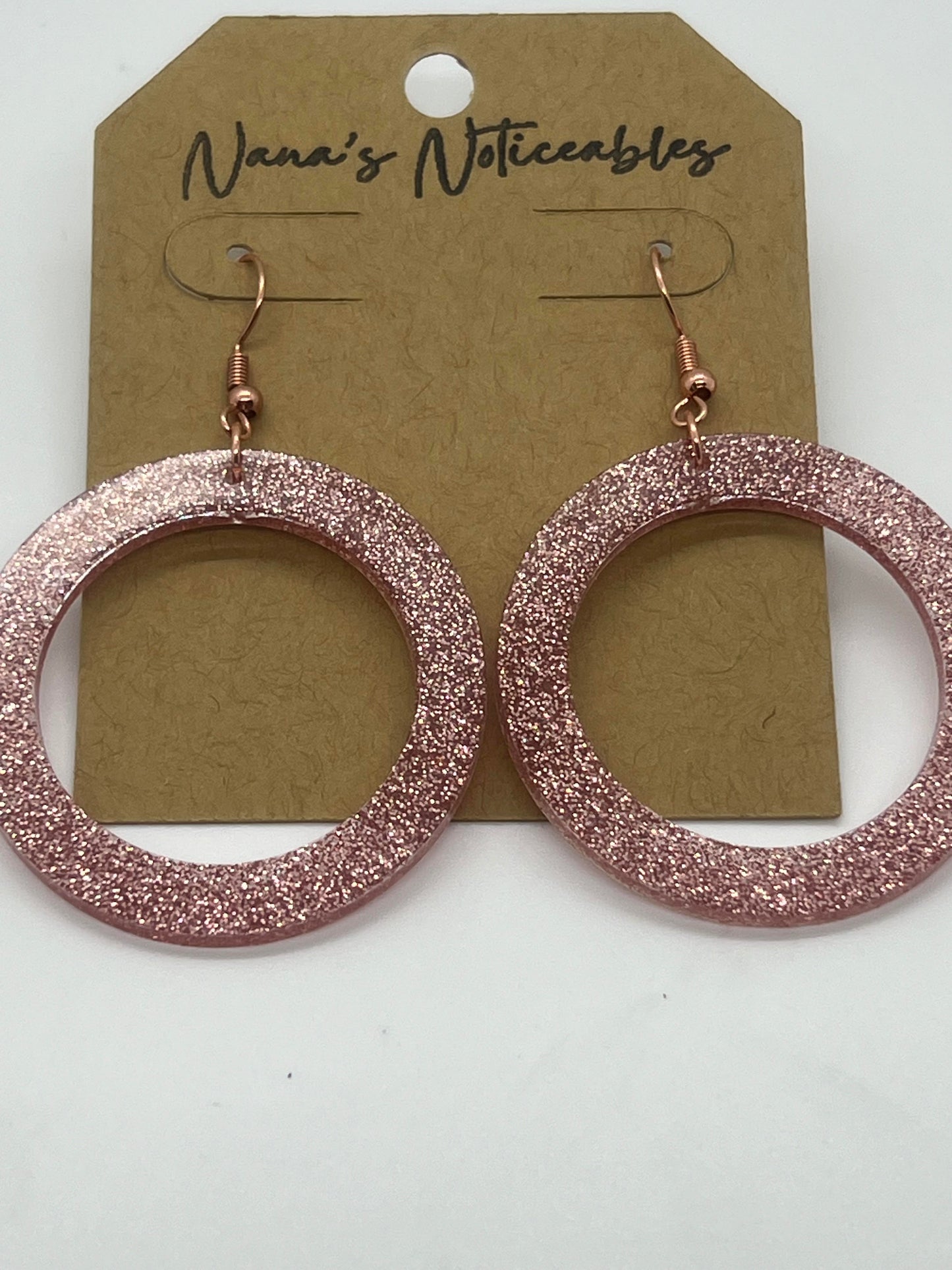 RESIN GLITTER FLAT OPEN CIRCLE IN ROSE GOLD