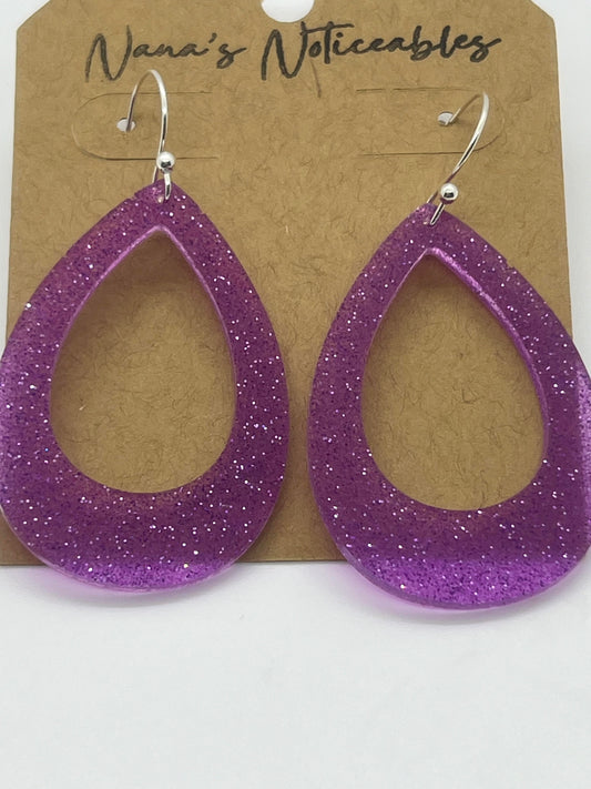 RESIN OPEN GLITTER DROP IN LIGHT PURPLE