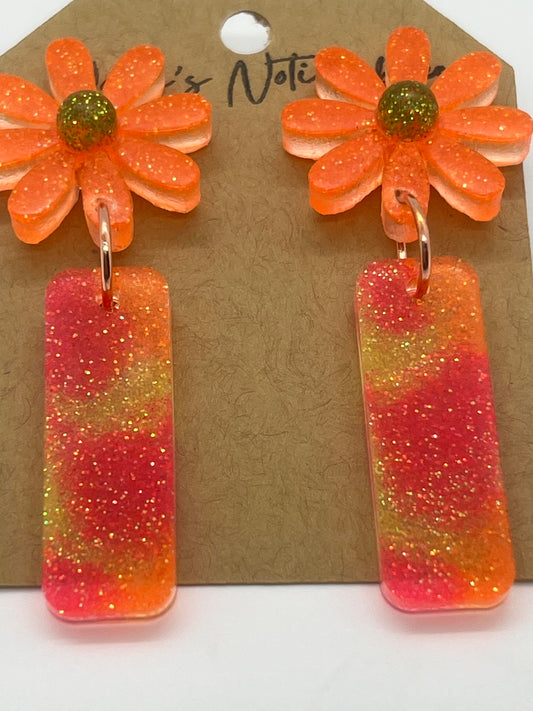 RESIN GLITTER ORANGE & RECTANGLE MULTI