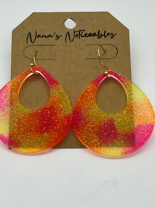 RESIN OPEN TEAR DROP IN GLITTER COLORS