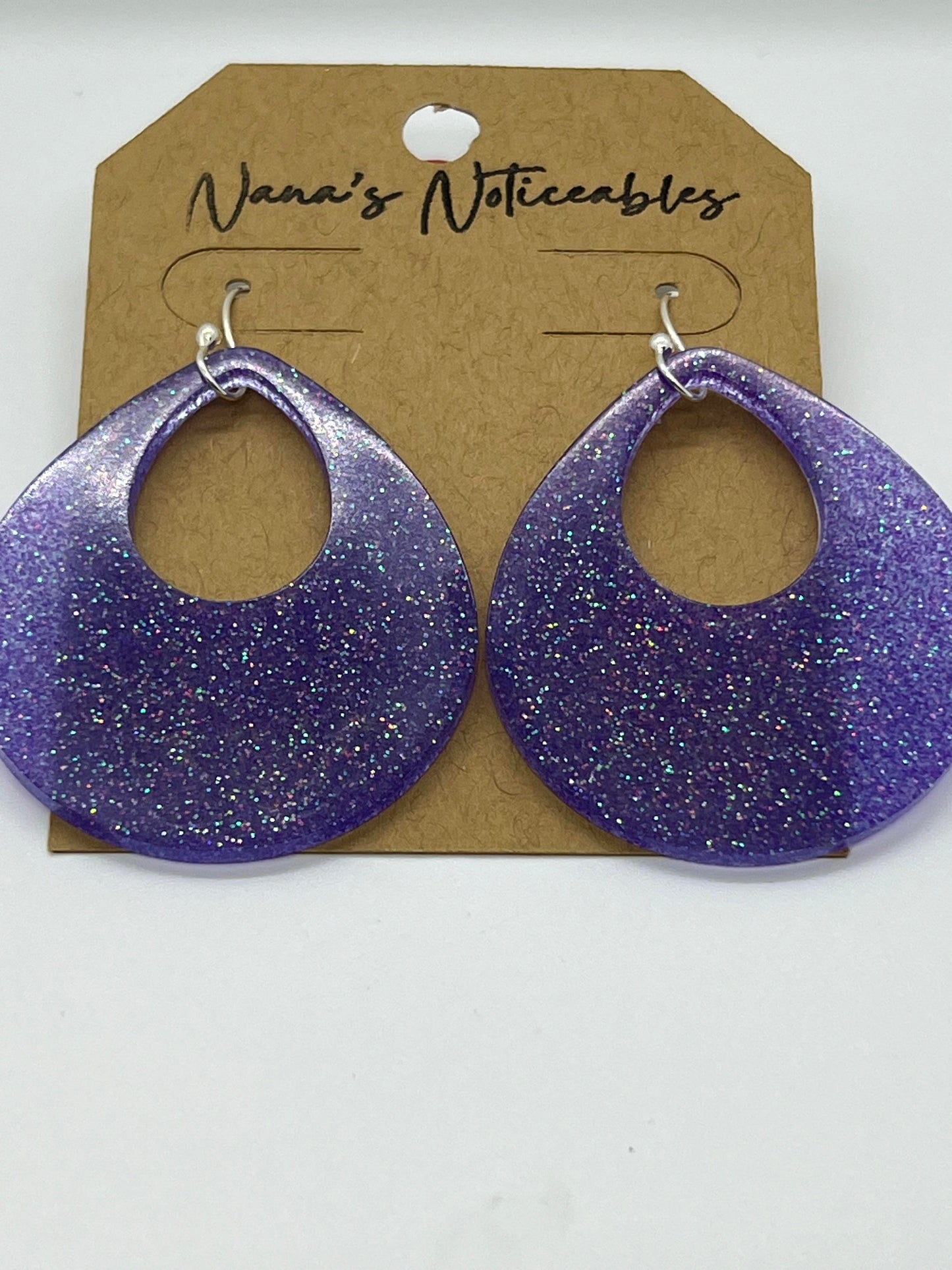 RESIN OPEN TEAR DROP IN GLITTER COLORS