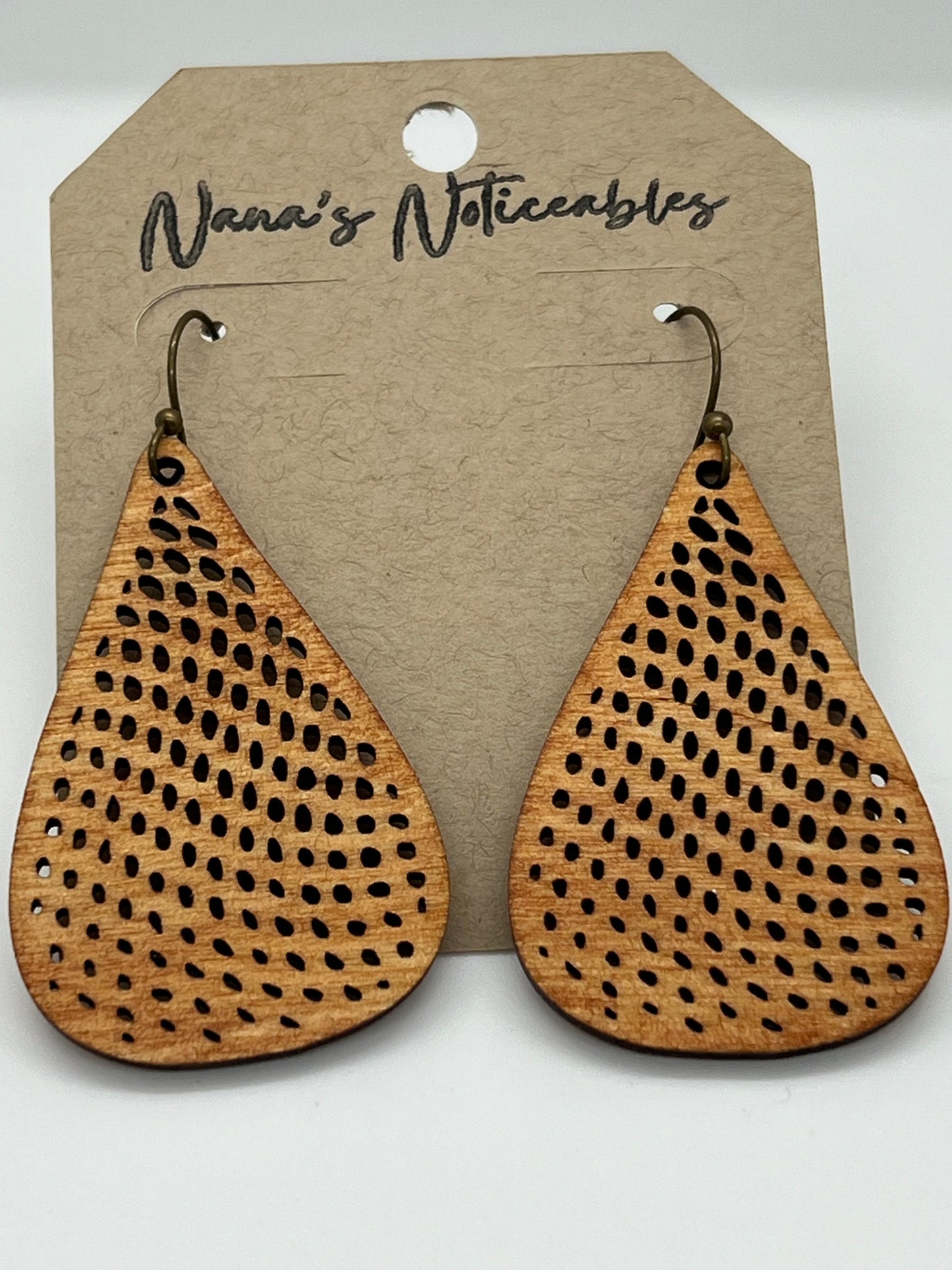 WOOD STAINED TEAR DROPS WITH HOLES