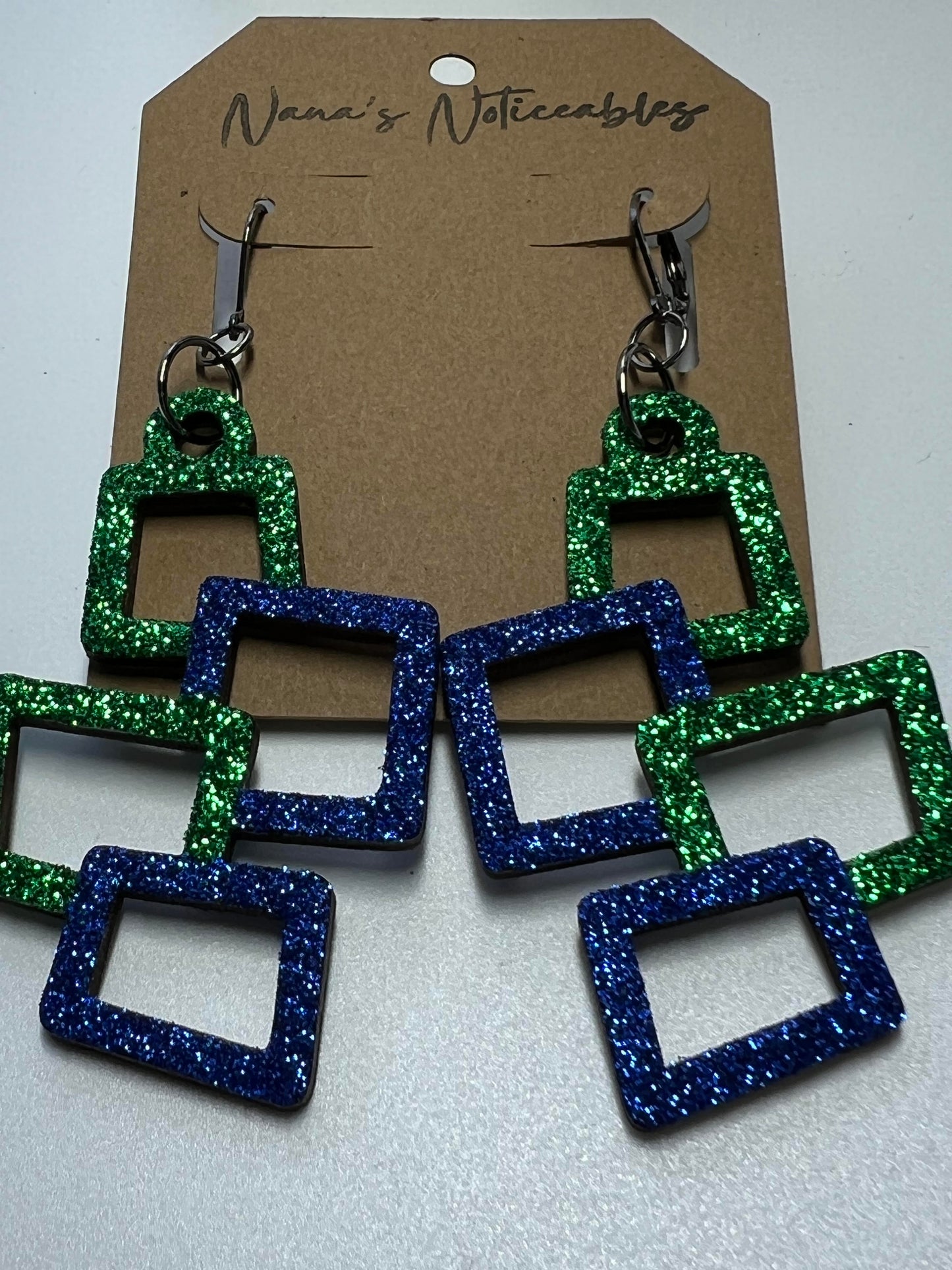 WOOD GEOMETRIC GLITTER EARRINGS