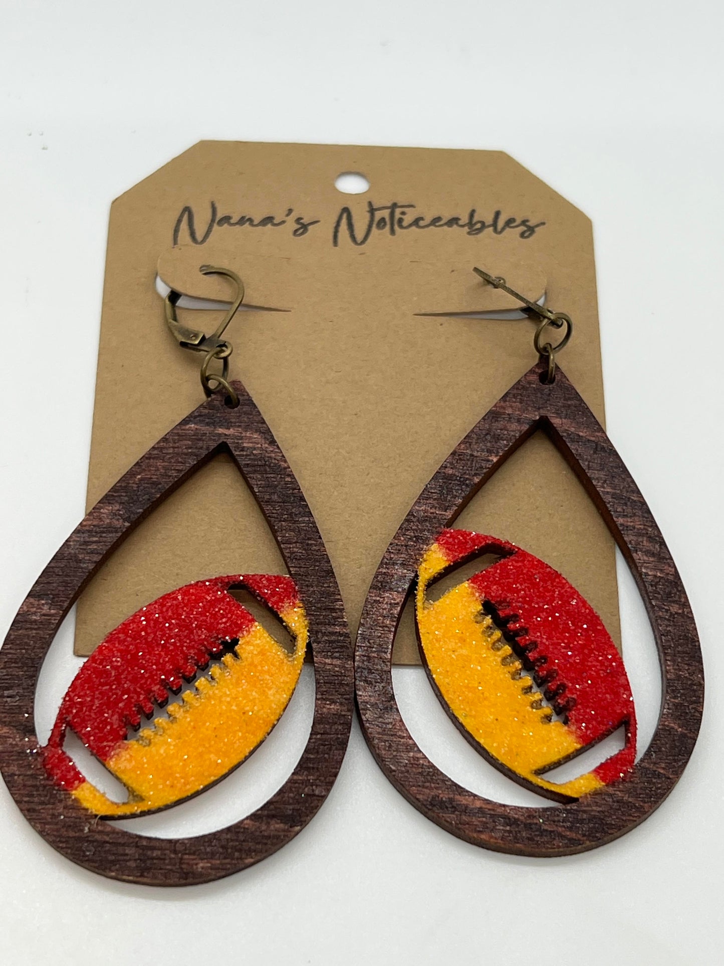 WOOD CHIEFS FOOTBALL IN GLITTER RED/YELLOW