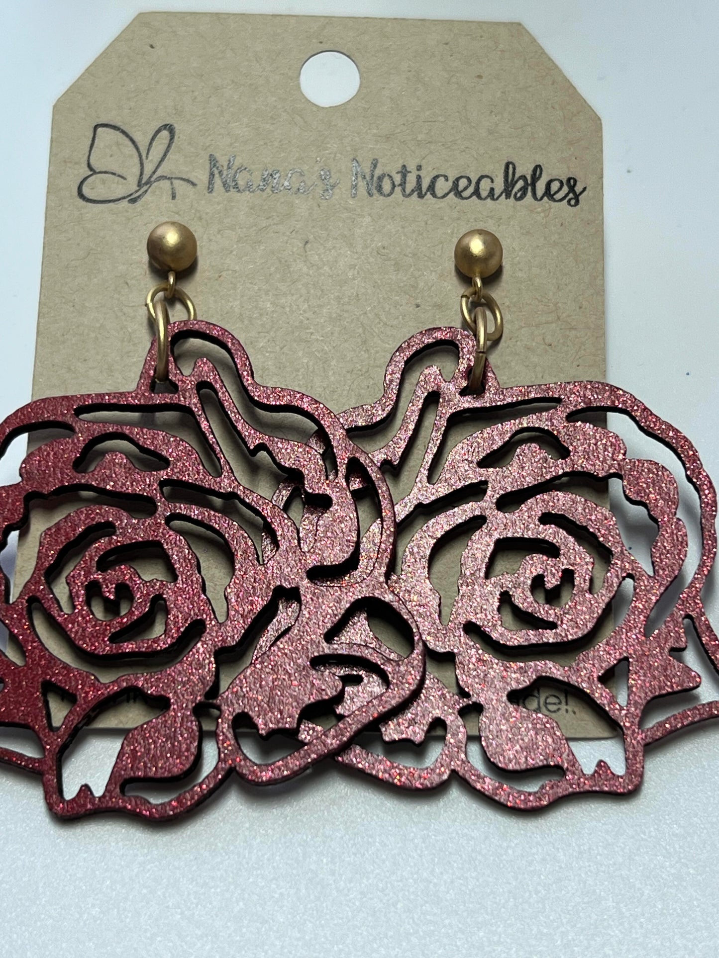 WOOD STAINED SHIMMER RED ROSES