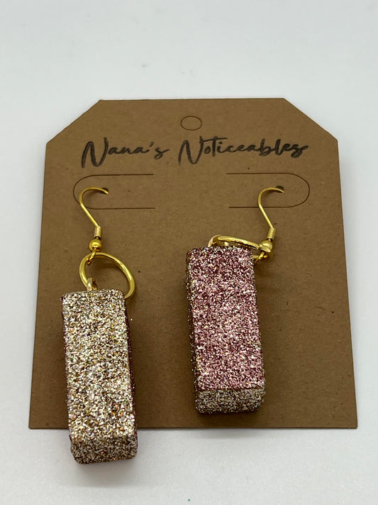 WOOD RECTANGLE BEAD IN GLITTER BLUSH/GOLD