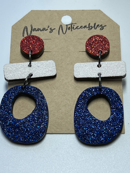 WOOD GLITTER FUNKY RED, WHITE & BLUE