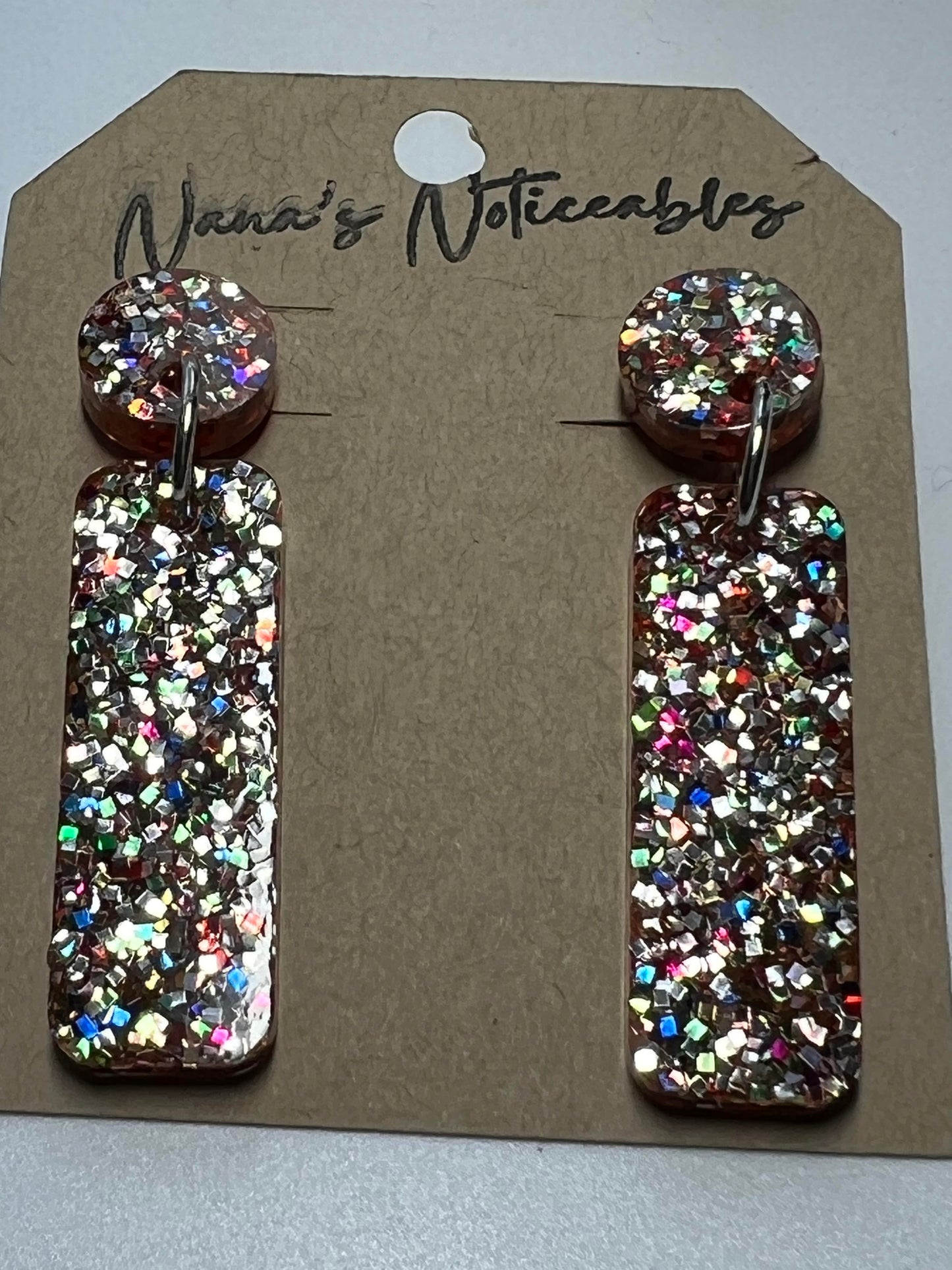 RESIN RECTANGLE DROP IN MULTI GLITTER