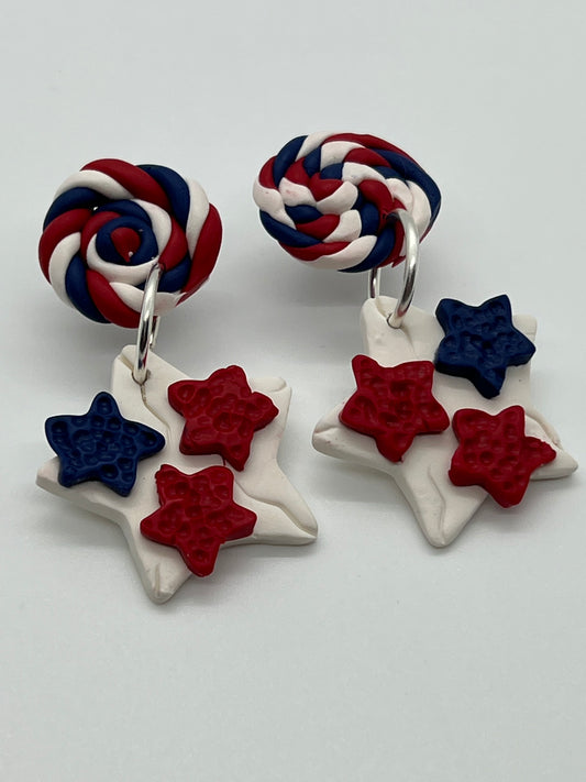 POLYMER 2 TIER ROPE POST WITH WHITE STAR IN RED, WHITE & BLUE