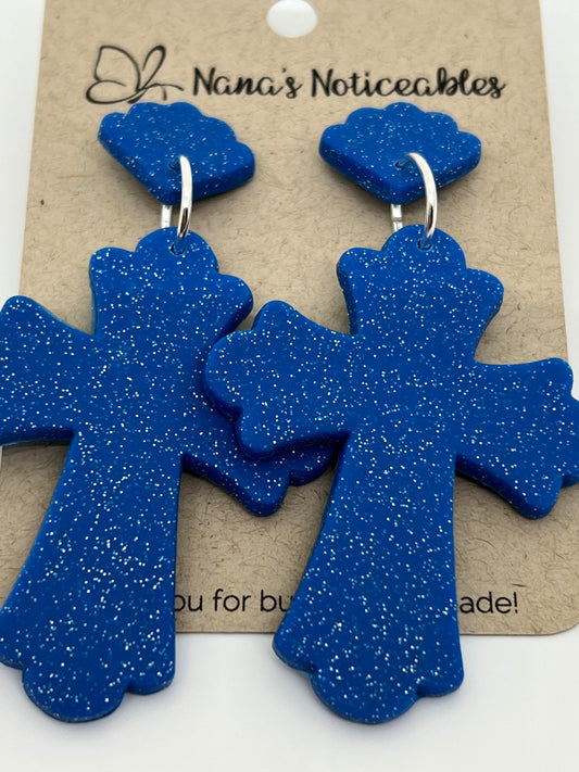 POLYMER CROSS IN SPARKLE BLUE