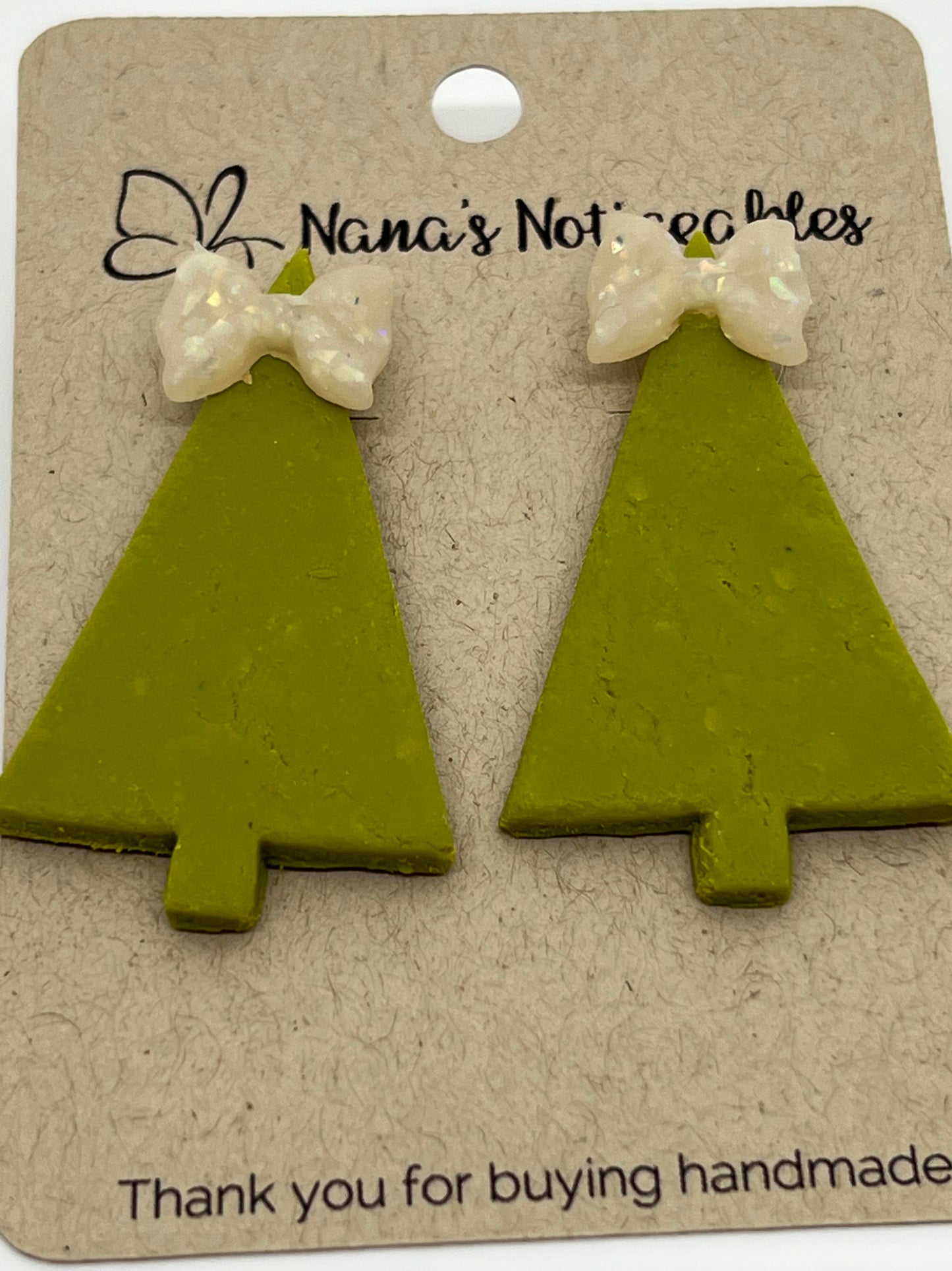 POLYMER CHRISTMAS TREE IN LIME GREEN WITH A SPARKLE BOW