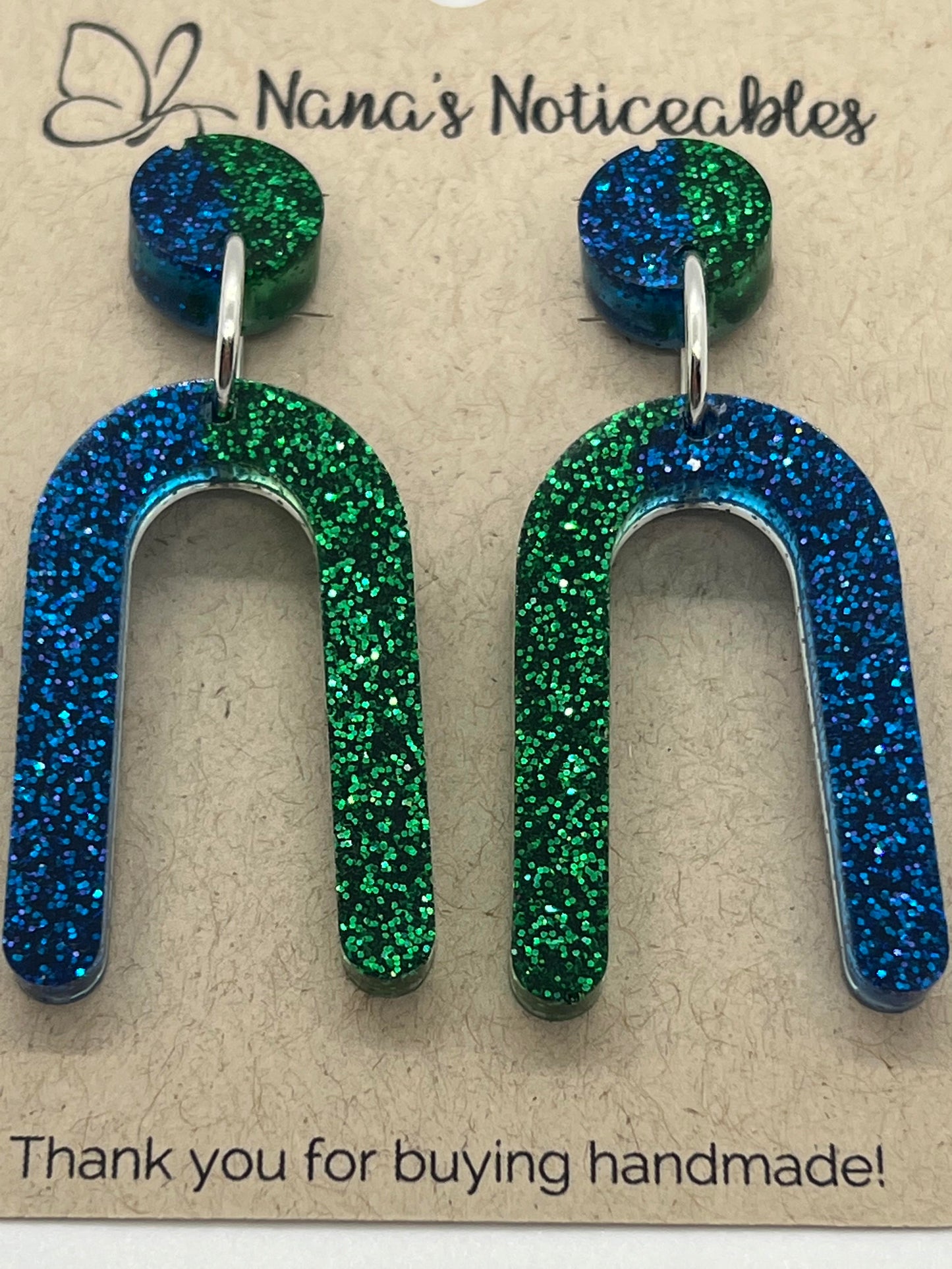 RESIN RAINBOW IN GREEN AND BLUE GLITTER