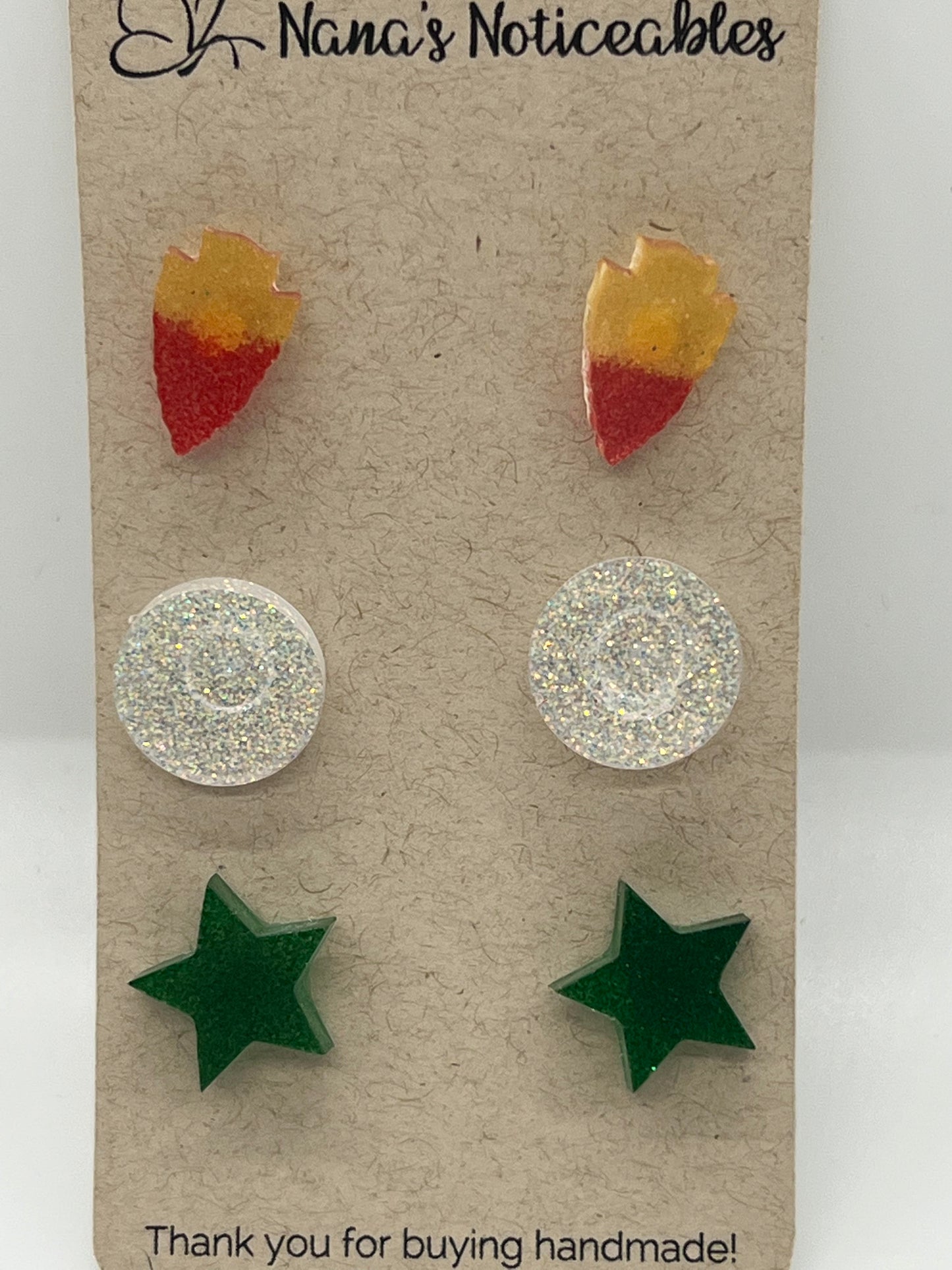 RESIN 3 PACKS OF POST EARRINGS  OPTIONS AVAILABLE