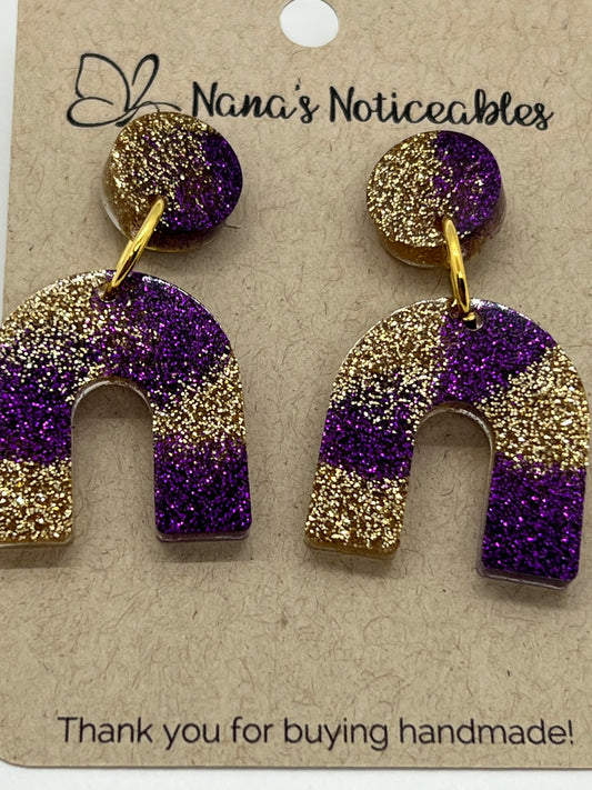 RESIN SMALL RAINBOW IN PURPLE AND GOLD GLITTER