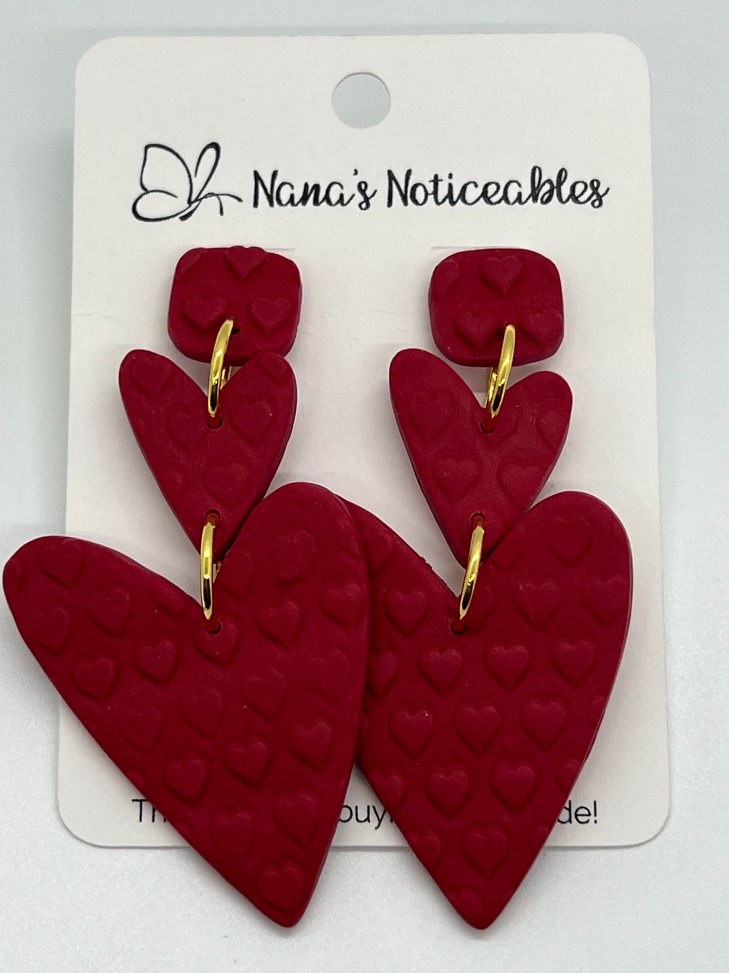 POLYMER DOUBLE HEARTS IN RED