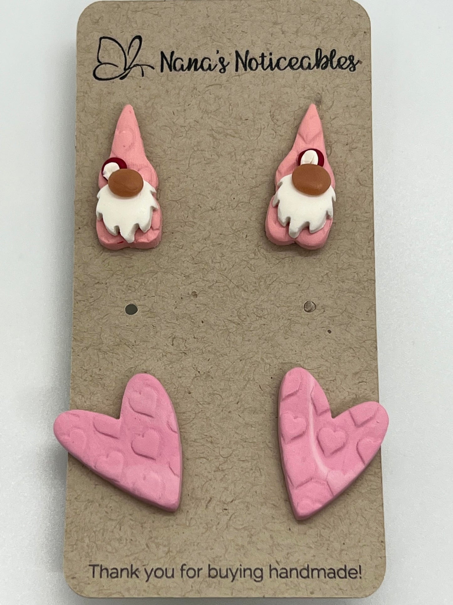 POLYMER 2 PACK VALENTINE SMALL GNOME AND PINK HEART