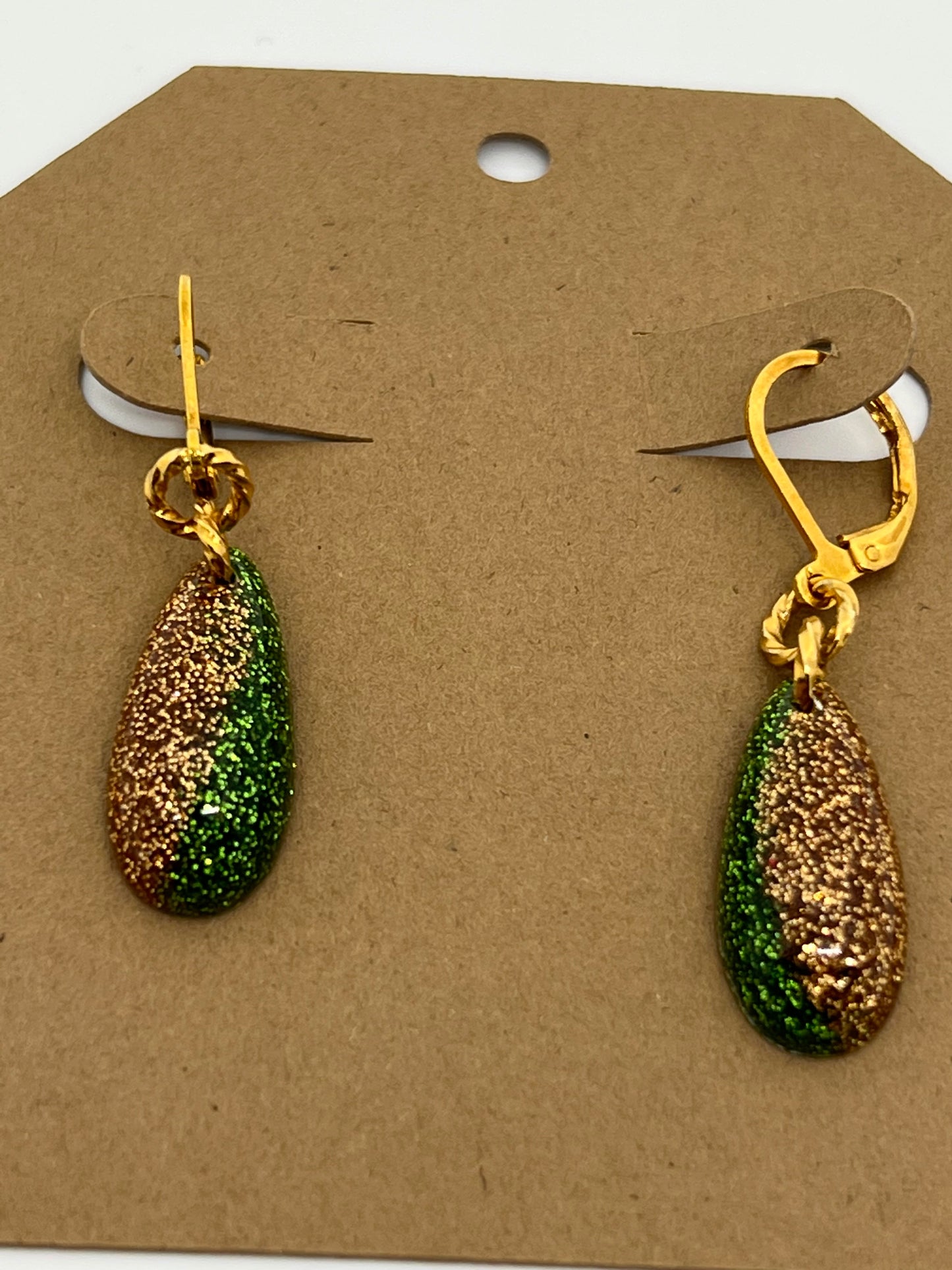 RESIN DROP IN SPARKLE GOLD AND GREEN