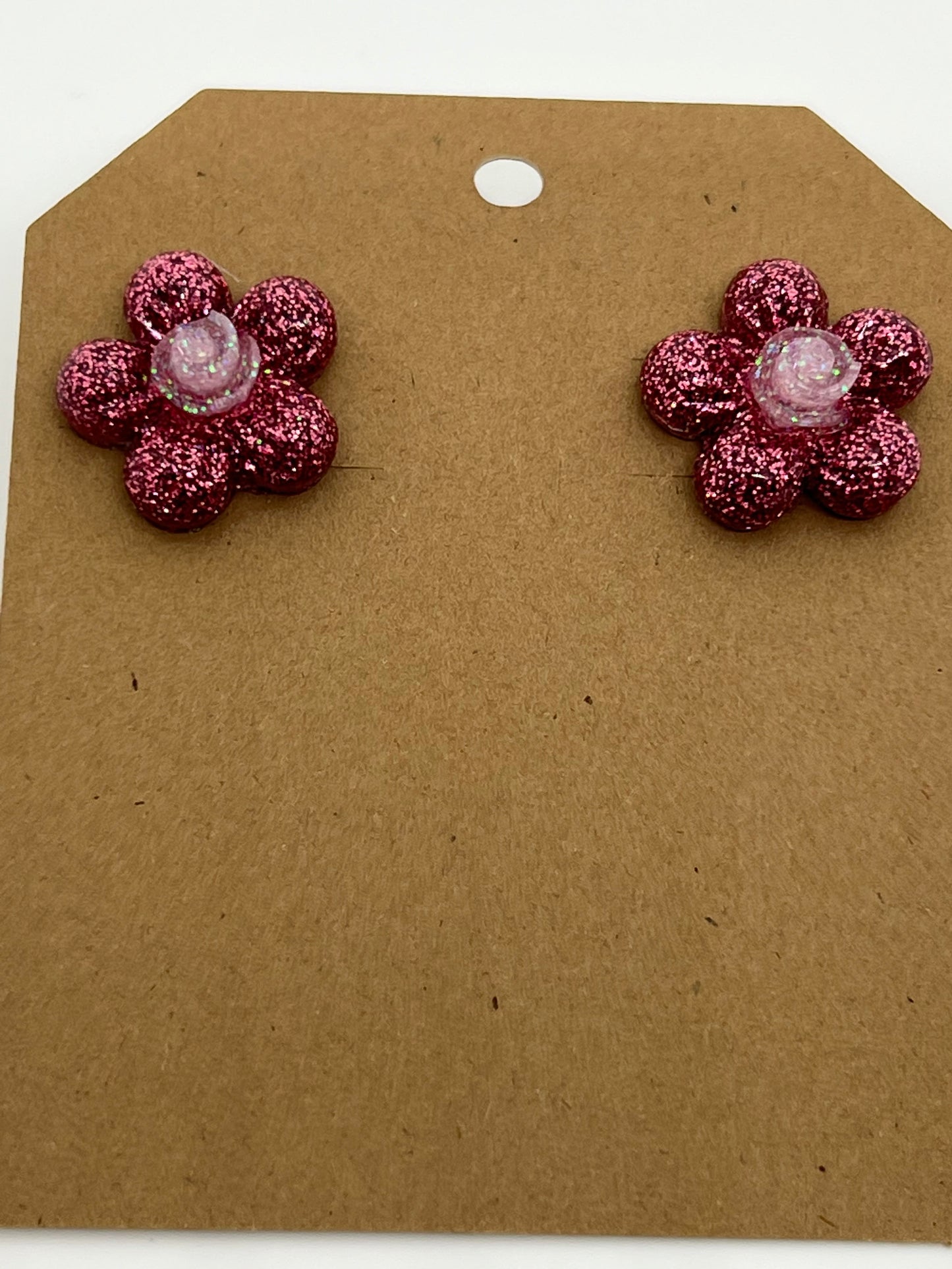 RESIN FLOWERS IN SPARKLE DARK PINK AND WHITE