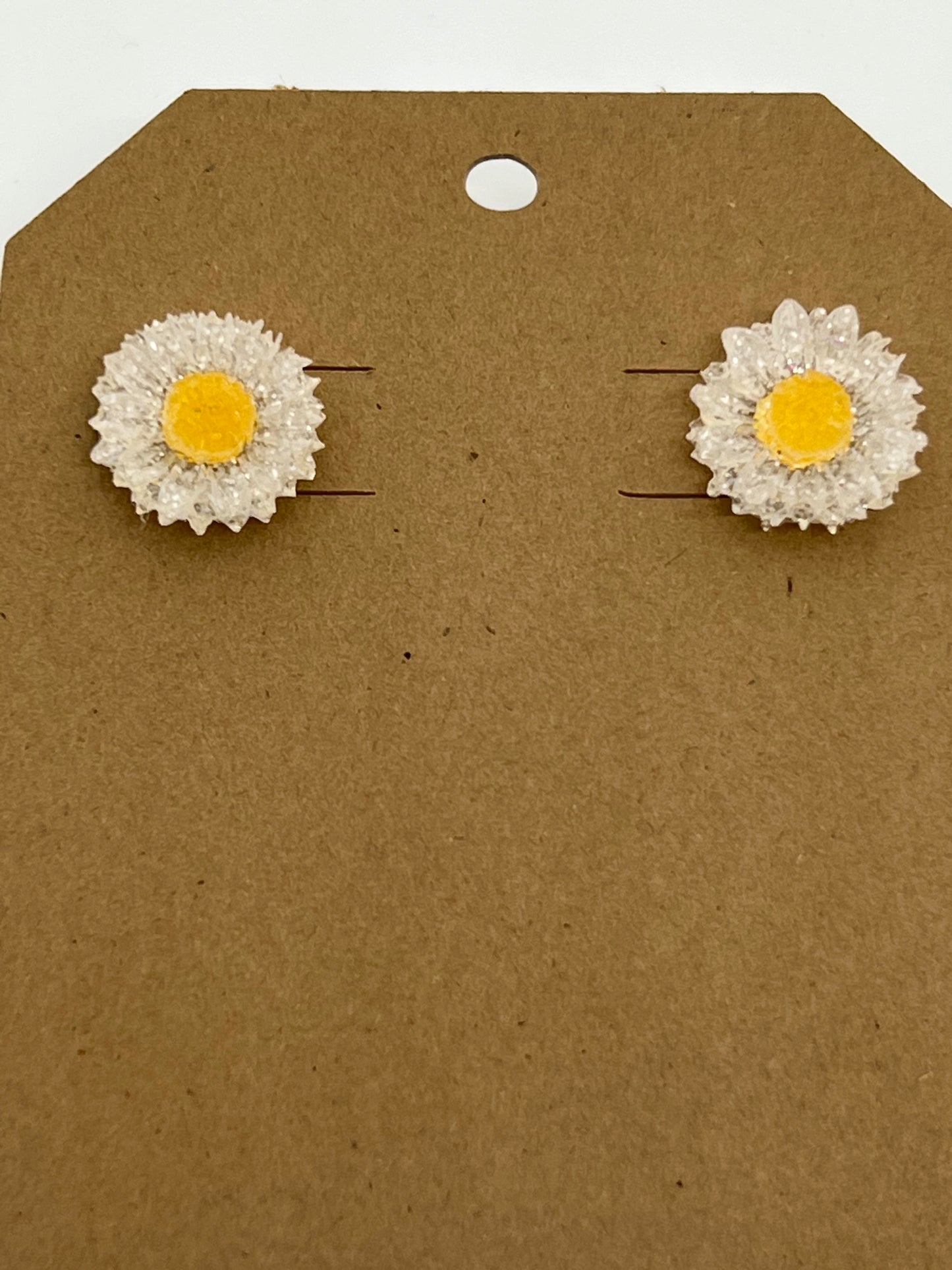 RESIN SMALL SUN FLOWERS IN SPARKLE WHITE AND YELLOW