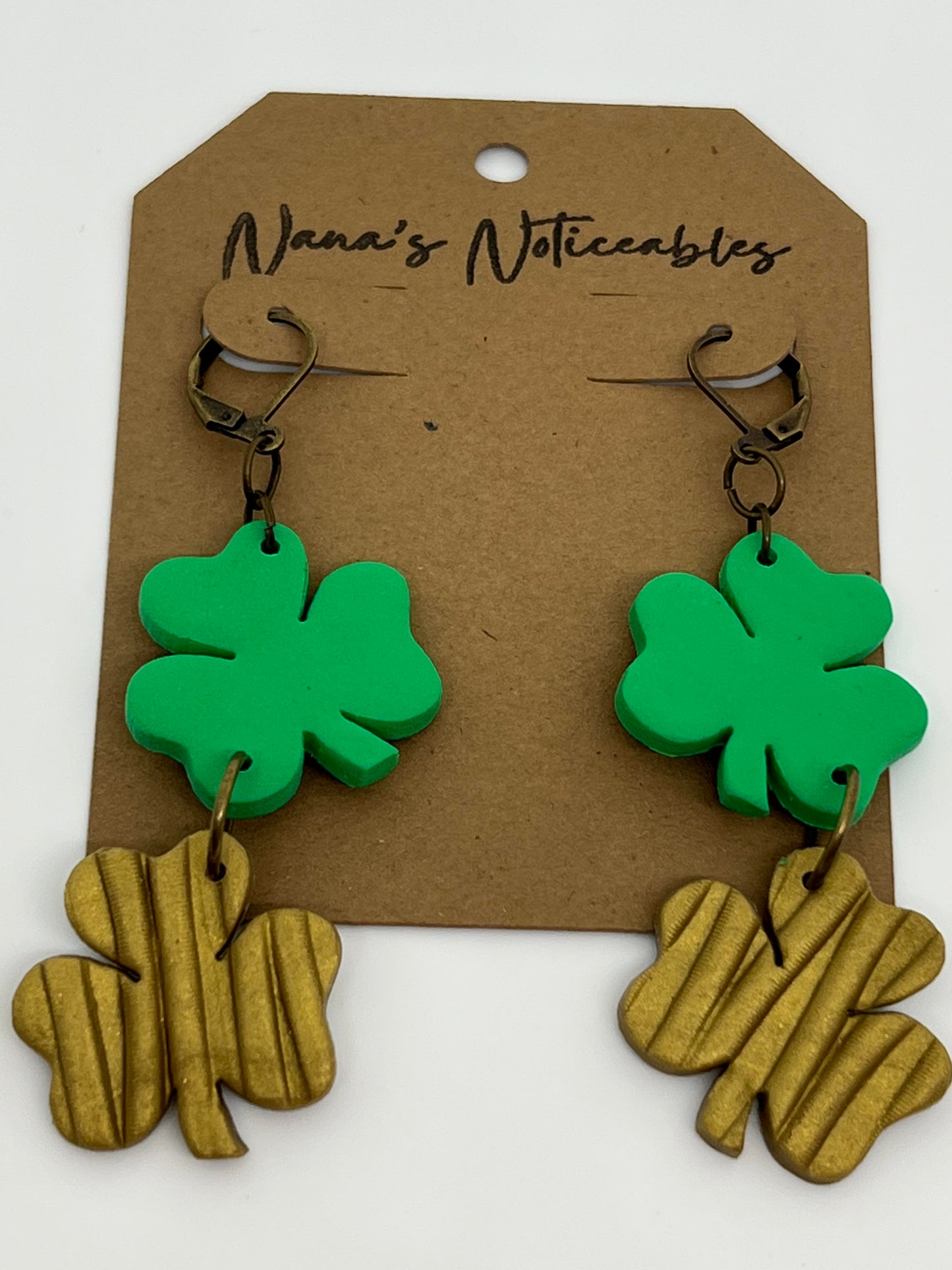 POLYMER 2 SHAMROCKS IN GREEN AND GOLD