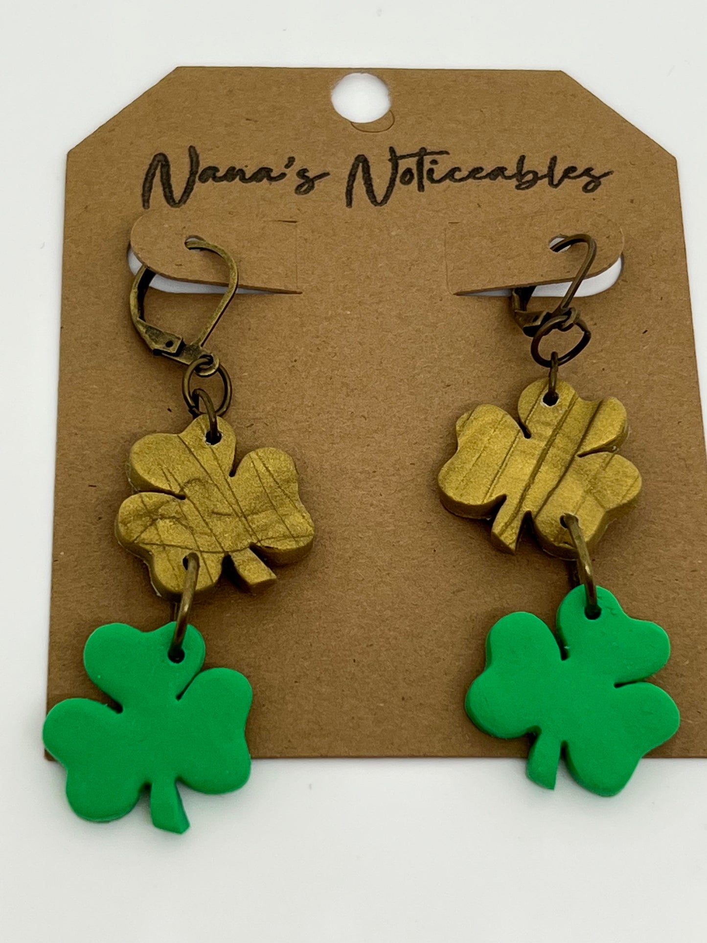 POLYMER 2 SMALL SHAMROCKS IN GOLD AND GREEN