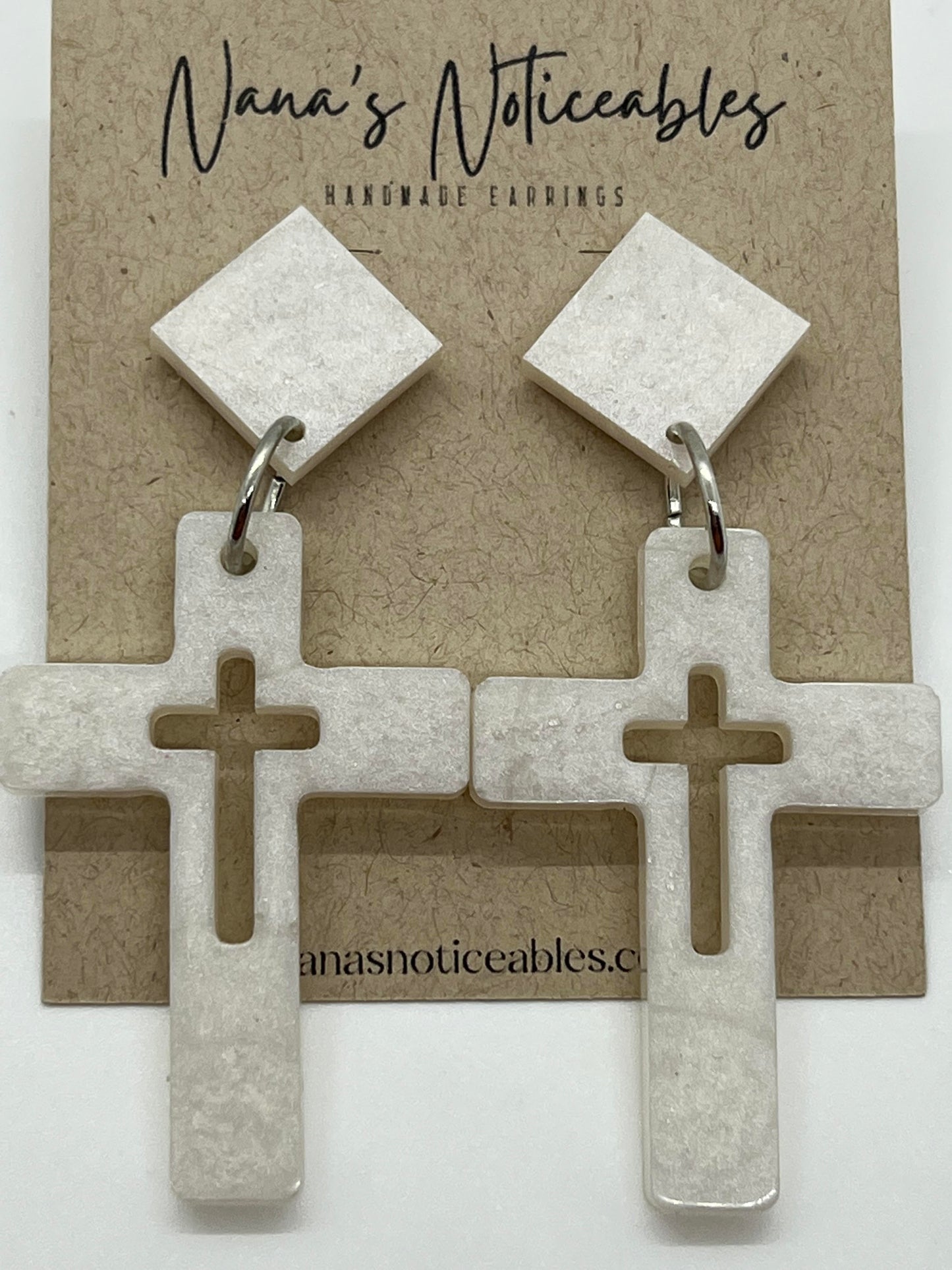 RESIN CROSS IN SHIMMER WHITE