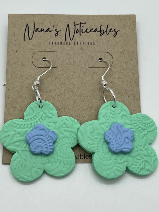 POLYMER MINT GREEN TEXTURED FLOWERS