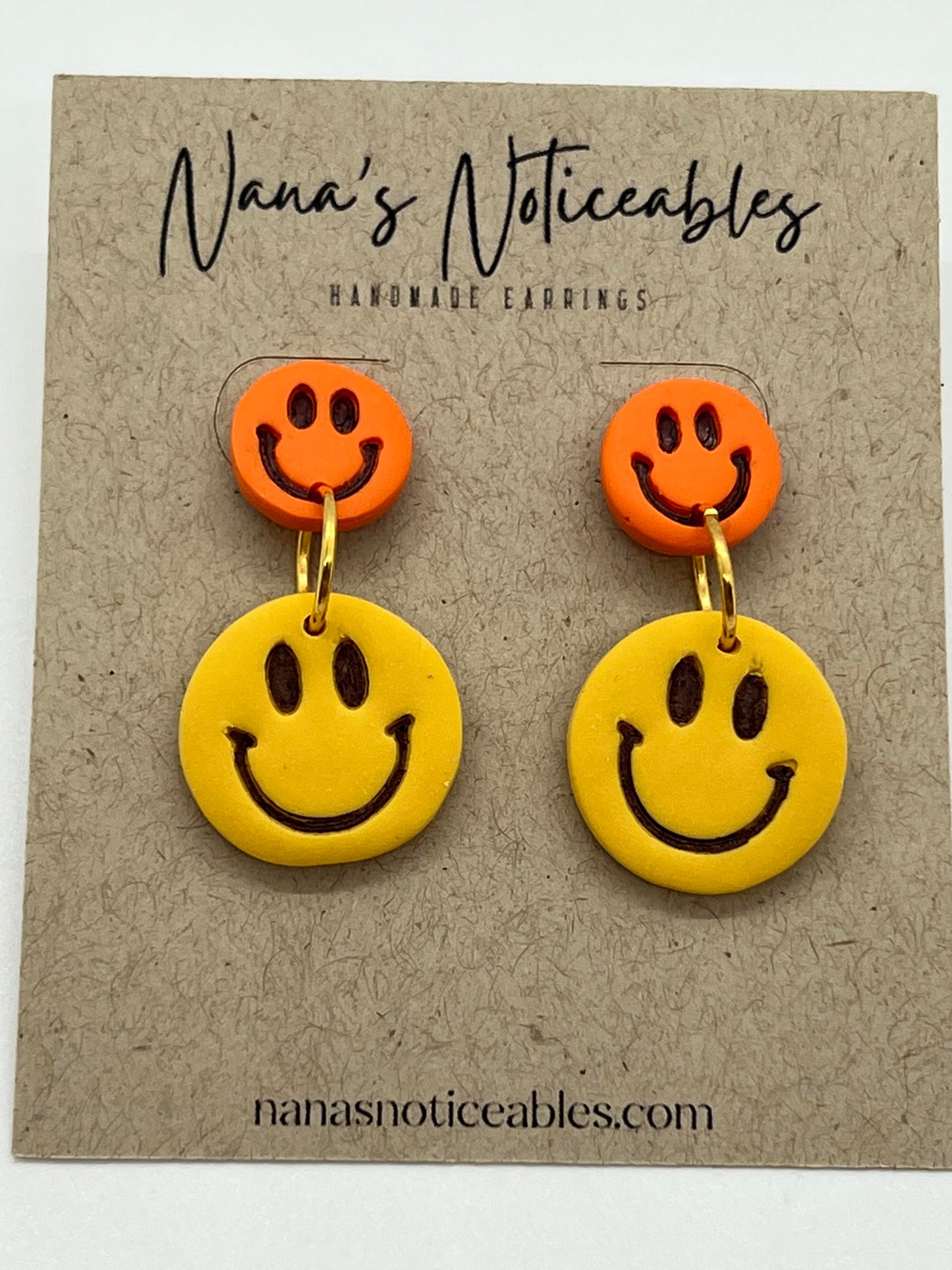 POLYMER SMALL & MEDIUM SMILEY FACES IN ORANGE AND YELLOW