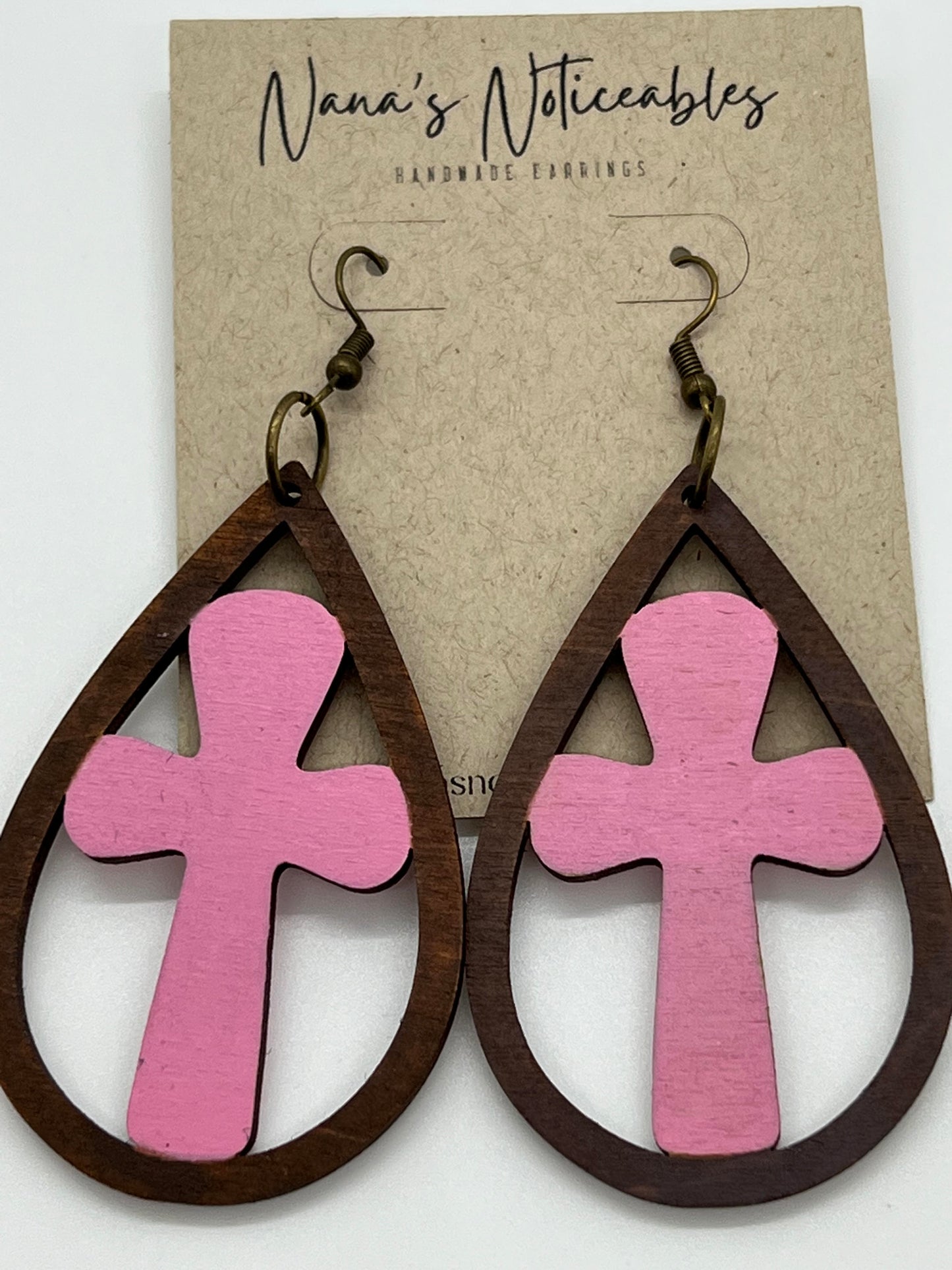 WOOD CROSS EARRINGS CHOOSE YOUR COLOR