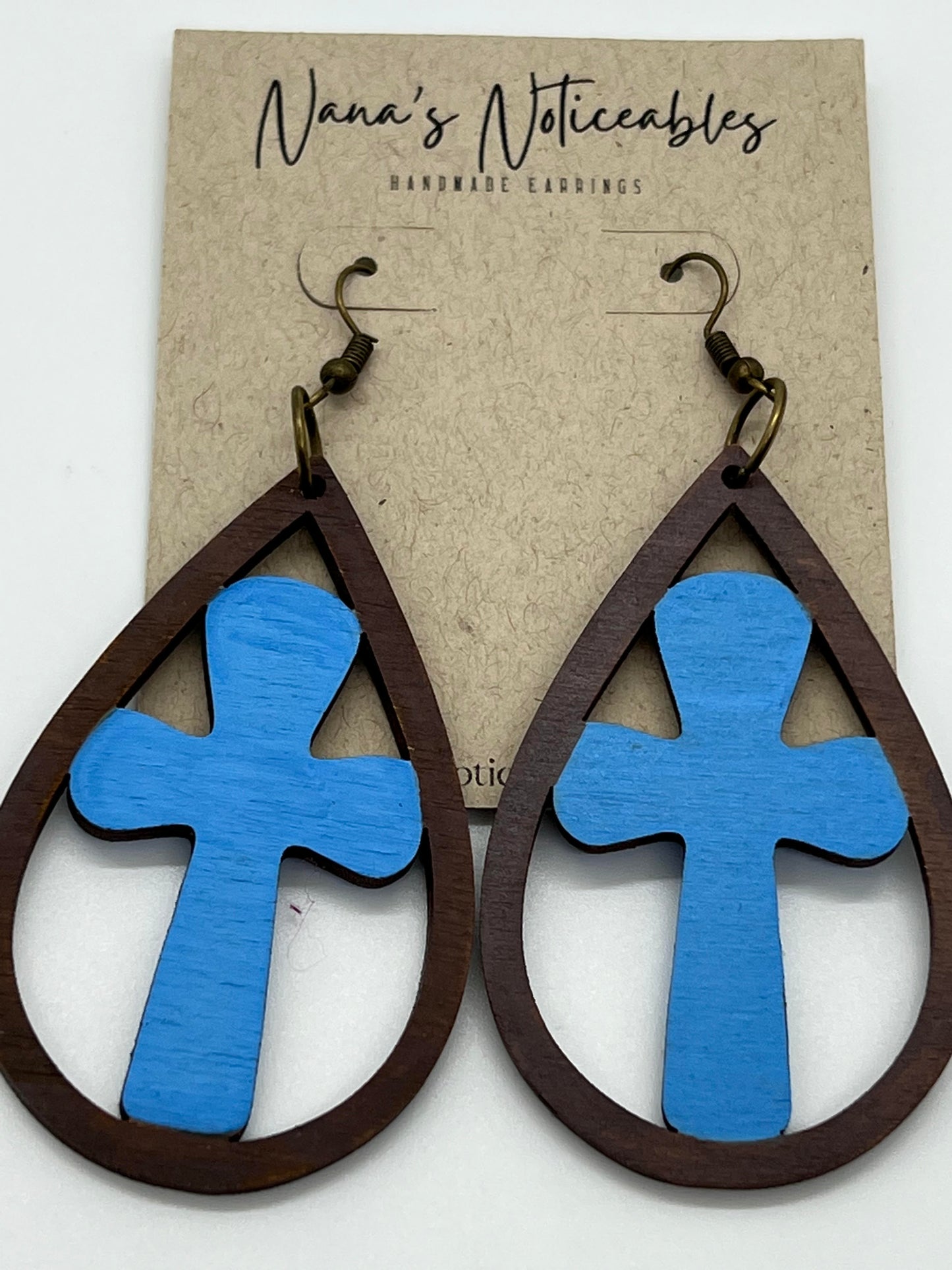 WOOD CROSS EARRINGS CHOOSE YOUR COLOR