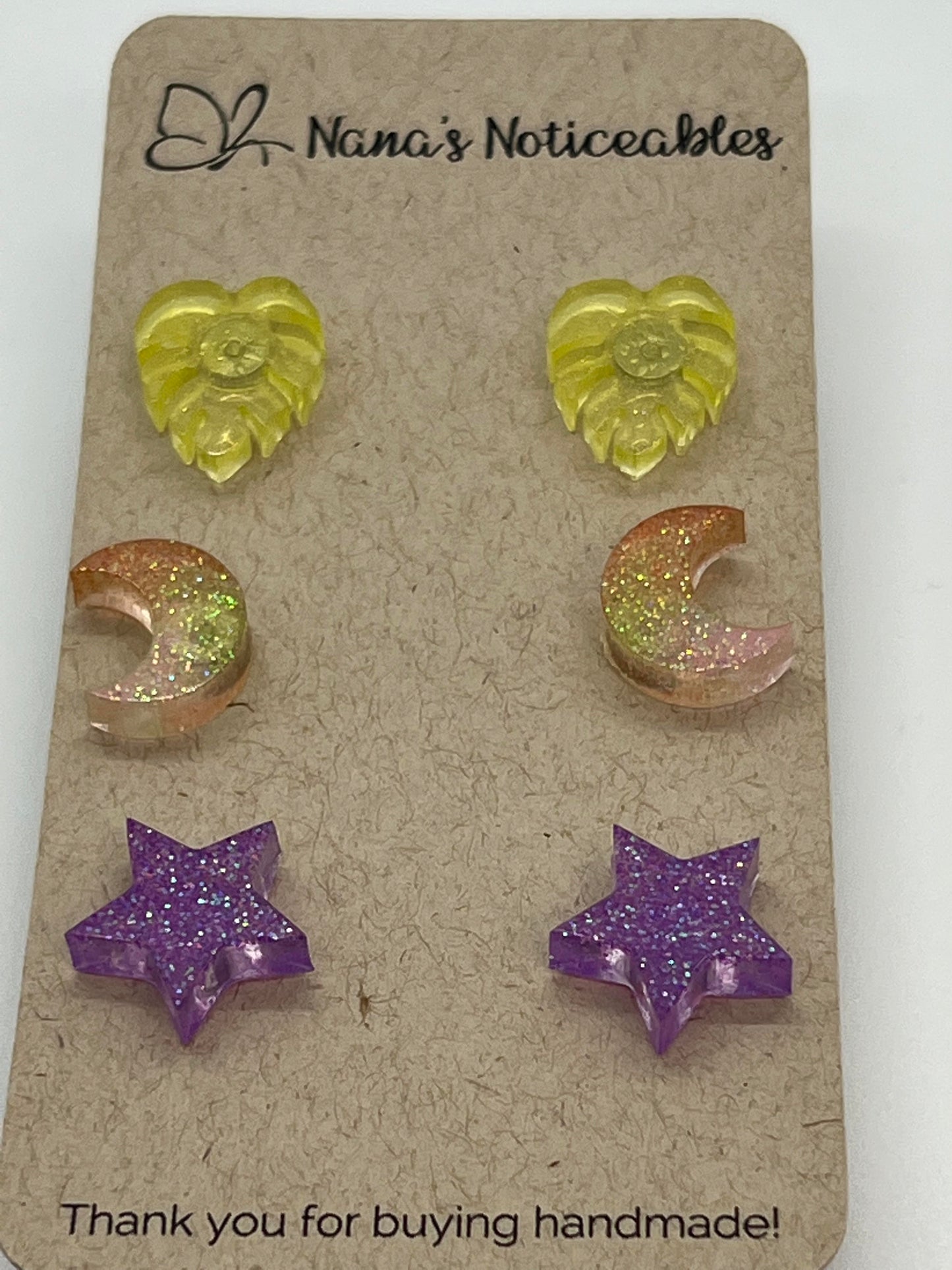 RESIN 3  PACK OF STUD EARRINGS